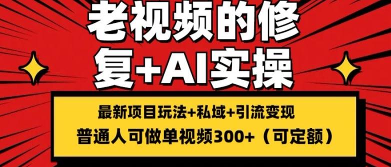 修复老视频的玩法，搬砖+引流的变现(可持久)，单条收益300+【揭秘】网赚项目-副业赚钱-互联网创业-资源整合羊师傅网赚