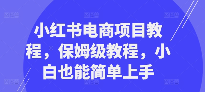 小红书电商项目教程，保姆级教程，小白也能简单上手网赚项目-副业赚钱-互联网创业-资源整合羊师傅网赚