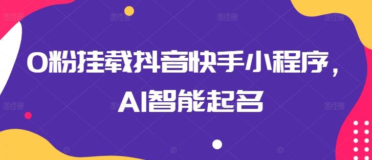 0粉挂载抖音快手小程序，AI智能起名网赚项目-副业赚钱-互联网创业-资源整合羊师傅网赚