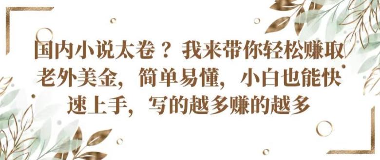 国内小说太卷 ?带你轻松赚取老外美金，简单易懂，小白也能快速上手，写的越多赚的越多【揭秘】网赚项目-副业赚钱-互联网创业-资源整合羊师傅网赚