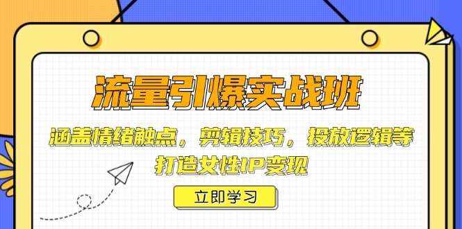 流量引爆实战班，涵盖情绪触点，剪辑技巧，投放逻辑等，打造女性IP变现网赚项目-副业赚钱-互联网创业-资源整合羊师傅网赚