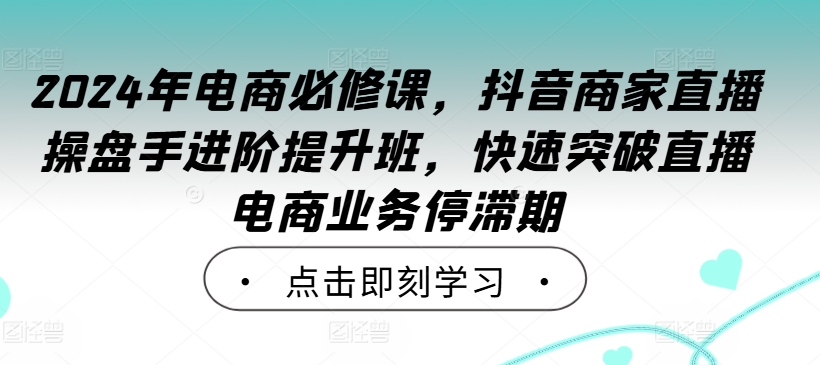 2024年电商必修课，抖音商家直播操盘手进阶提升班，快速突破直播电商业务停滞期网赚项目-副业赚钱-互联网创业-资源整合羊师傅网赚