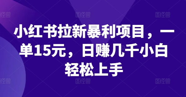 小红书拉新暴利项目，一单15元，日赚几千小白轻松上手【揭秘】网赚项目-副业赚钱-互联网创业-资源整合羊师傅网赚