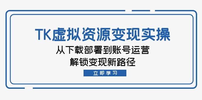 TK虚拟资料变现实操：从下载部署到账号运营，解锁变现新路径网赚项目-副业赚钱-互联网创业-资源整合羊师傅网赚