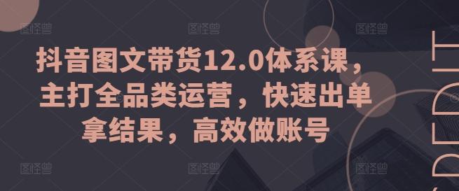 抖音图文带货12.0体系课，主打全品类运营，快速出单拿结果，高效做账号网赚项目-副业赚钱-互联网创业-资源整合羊师傅网赚