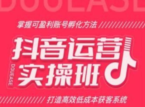 抖音运营实操班，掌握可盈利账号孵化方法，打造高效低成本获客系统网赚项目-副业赚钱-互联网创业-资源整合羊师傅网赚