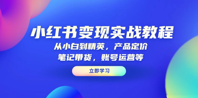 小红书变现实战教程：从小白到精英，产品定价，笔记带货，账号运营等网赚项目-副业赚钱-互联网创业-资源整合羊师傅网赚