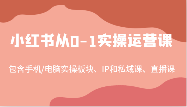 小红书从0-1实操运营课，包含手机/电脑实操板块、IP和私域课、直播课(97节)网赚项目-副业赚钱-互联网创业-资源整合羊师傅网赚