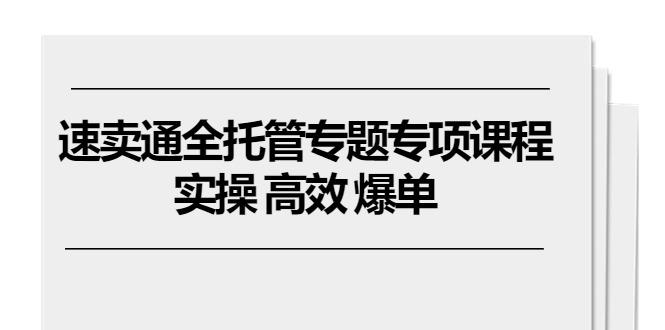 速卖通 全托管专题专项课程，实操 高效 爆单(11节课网赚项目-副业赚钱-互联网创业-资源整合羊师傅网赚