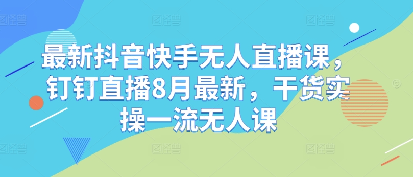 最新抖音快手无人直播课，钉钉直播8月最新，干货实操一流无人课网赚项目-副业赚钱-互联网创业-资源整合羊师傅网赚