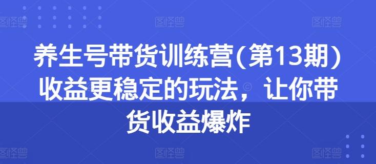 养生号带货训练营(第13期)收益更稳定的玩法，让你带货收益爆炸网赚项目-副业赚钱-互联网创业-资源整合羊师傅网赚