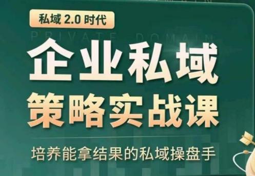 私域2.0：企业私域策略实战课，培养能拿结果的私域操盘手网赚项目-副业赚钱-互联网创业-资源整合羊师傅网赚