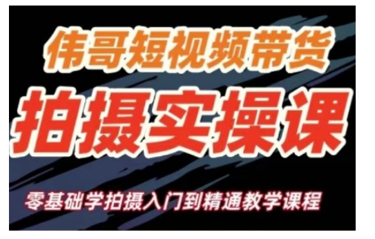 短视频带货拍摄实操课，零基础学拍摄入门到精通教学网赚项目-副业赚钱-互联网创业-资源整合羊师傅网赚