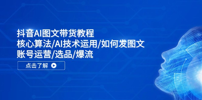 抖音AI图文带货教程：核心算法/AI技术运用/如何发图文/账号运营/选品/爆流网赚项目-副业赚钱-互联网创业-资源整合羊师傅网赚