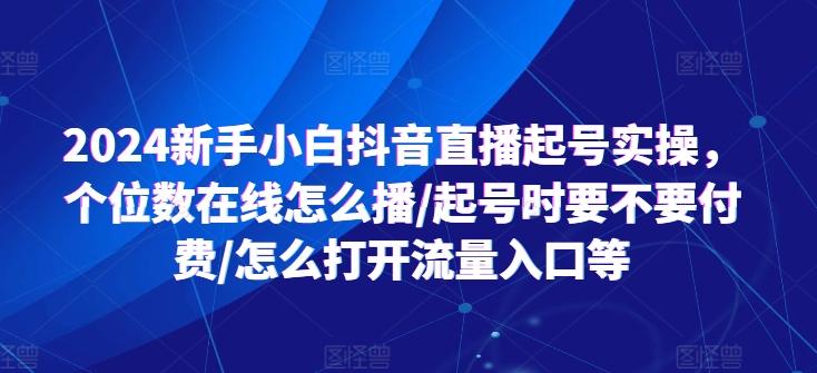 2024新手小白抖音直播起号实操，个位数在线怎么播/起号时要不要付费/怎么打开流量入口等网赚项目-副业赚钱-互联网创业-资源整合羊师傅网赚