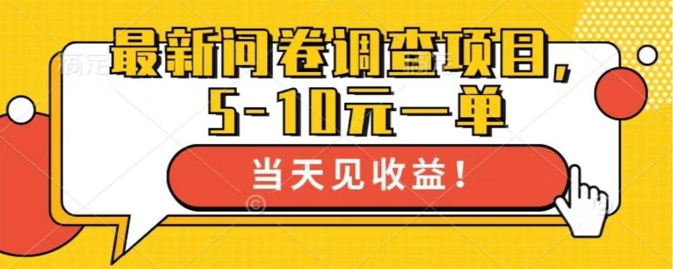 最新问卷调查项目，单日零撸100＋网赚项目-副业赚钱-互联网创业-资源整合羊师傅网赚