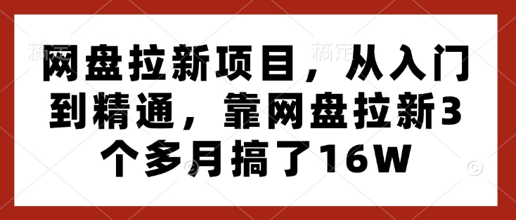 网盘拉新项目，从入门到精通，靠网盘拉新3个多月搞了16W网赚项目-副业赚钱-互联网创业-资源整合羊师傅网赚