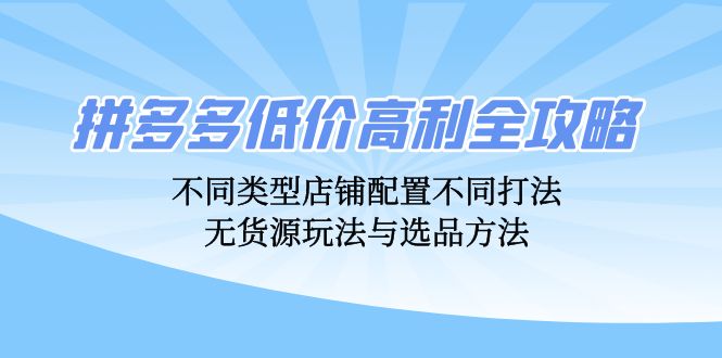 拼多多低价高利全攻略：不同类型店铺配置不同打法，无货源玩法与选品方法网赚项目-副业赚钱-互联网创业-资源整合羊师傅网赚