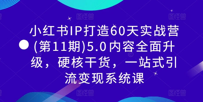 小红书IP打造60天实战营(第11期)5.0​内容全面升级，硬核干货，一站式引流变现系统课网赚项目-副业赚钱-互联网创业-资源整合羊师傅网赚