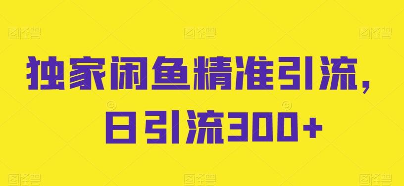 独家闲鱼精准引流，日引流300+【揭秘】网赚项目-副业赚钱-互联网创业-资源整合羊师傅网赚