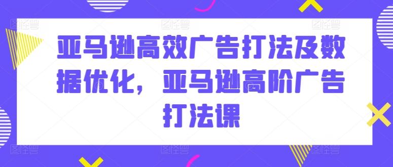 亚马逊高效广告打法及数据优化，亚马逊高阶广告打法课网赚项目-副业赚钱-互联网创业-资源整合羊师傅网赚