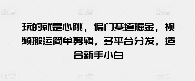 玩的就是心跳，偏门赛道掘金，视频搬运简单剪辑，多平台分发，适合新手小白【揭秘】网赚项目-副业赚钱-互联网创业-资源整合羊师傅网赚