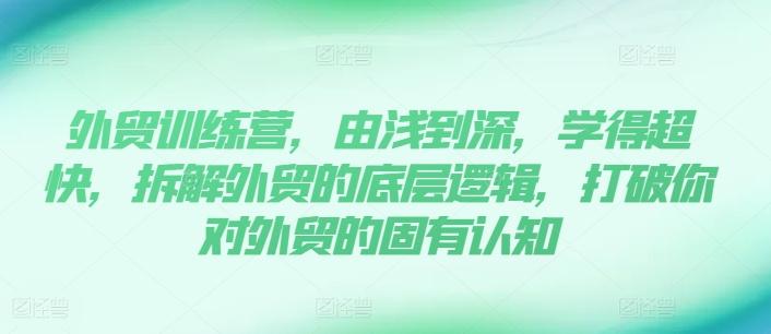 外贸训练营，由浅到深，学得超快，拆解外贸的底层逻辑，打破你对外贸的固有认知网赚项目-副业赚钱-互联网创业-资源整合羊师傅网赚