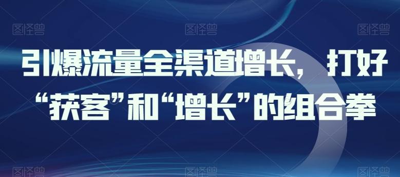 引爆流量全渠道增长，打好“获客”和“增长”的组合拳网赚项目-副业赚钱-互联网创业-资源整合羊师傅网赚