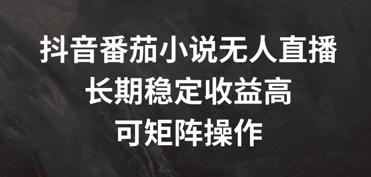 抖音番茄小说无人直播，长期稳定收益高，可矩阵操作【揭秘】网赚项目-副业赚钱-互联网创业-资源整合羊师傅网赚