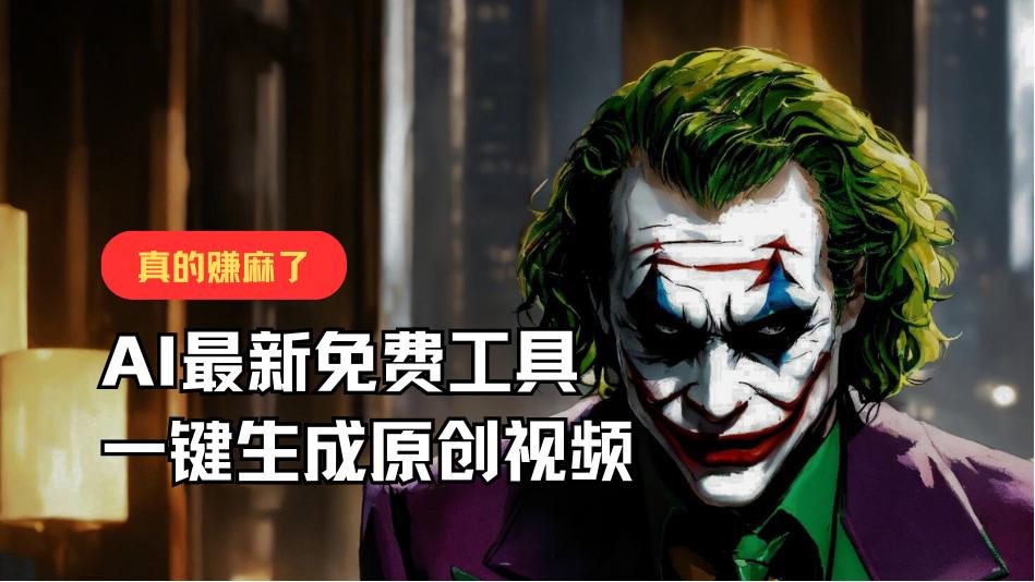 最新免费AI工具，一键生成原创视频，佛系搬运，轻松月入10000+！网赚项目-副业赚钱-互联网创业-资源整合羊师傅网赚