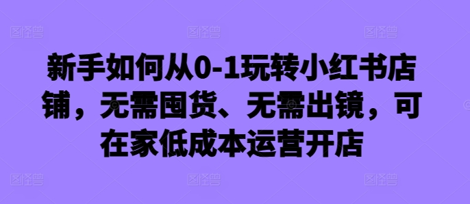 新手如何从0-1玩转小红书店铺，无需囤货、无需出镜，可在家低成本运营开店网赚项目-副业赚钱-互联网创业-资源整合羊师傅网赚