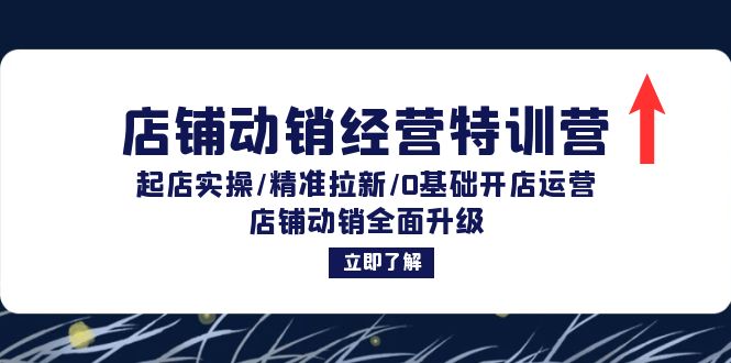 店铺动销经营特训营：起店实操/精准拉新/0基础开店运营/店铺动销全面升级网赚项目-副业赚钱-互联网创业-资源整合羊师傅网赚