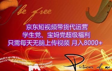 京东短视频带货代运营，学生党、宝妈党超级福利，只需每天无脑上传视频，月入8000+【仅揭秘】网赚项目-副业赚钱-互联网创业-资源整合羊师傅网赚