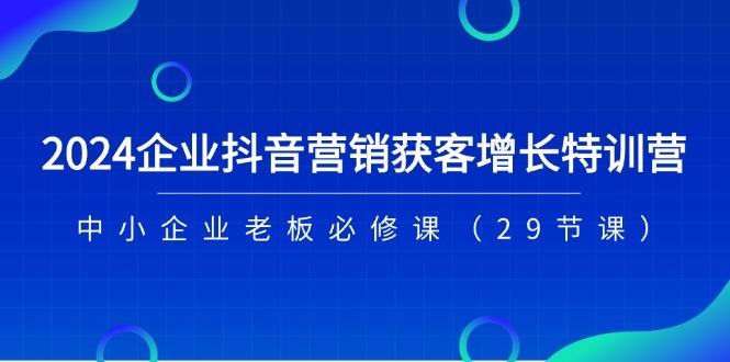 2024企业抖音-营销获客增长特训营，中小企业老板必修课(29节课网赚项目-副业赚钱-互联网创业-资源整合羊师傅网赚