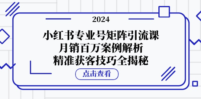 小红书专业号矩阵引流课，月销百万案例解析，精准获客技巧全揭秘网赚项目-副业赚钱-互联网创业-资源整合羊师傅网赚