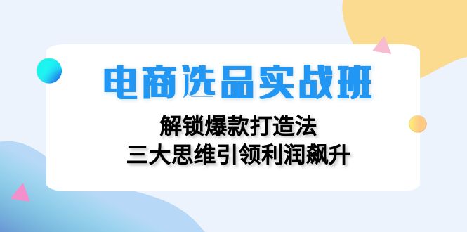 电商选品实战班：解锁爆款打造法，三大思维引领利润飙升网赚项目-副业赚钱-互联网创业-资源整合羊师傅网赚