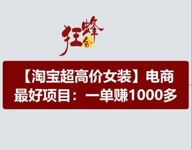 淘宝超高价女装项目，电商最好赛道，一单赚1000多网赚项目-副业赚钱-互联网创业-资源整合羊师傅网赚