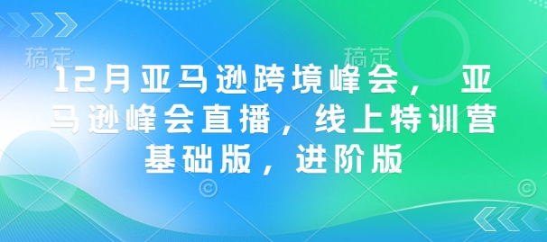 12月亚马逊跨境峰会， 亚马逊峰会直播，线上特训营基础版，进阶版网赚项目-副业赚钱-互联网创业-资源整合羊师傅网赚