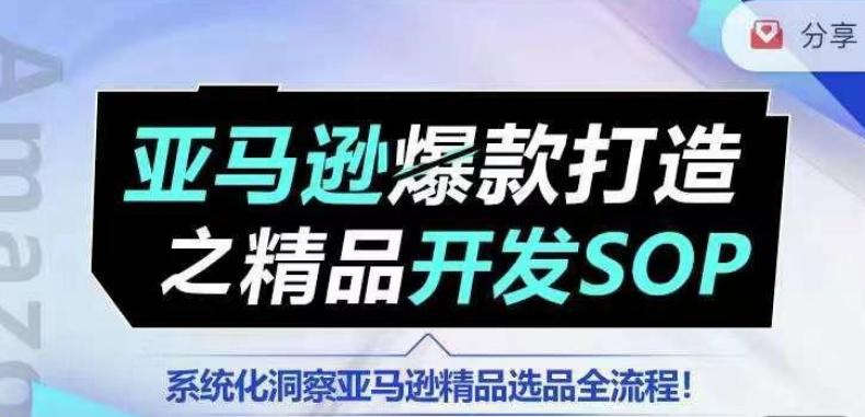 【训练营】亚马逊爆款打造之精品开发SOP，系统化洞察亚马逊精品选品全流程网赚项目-副业赚钱-互联网创业-资源整合羊师傅网赚