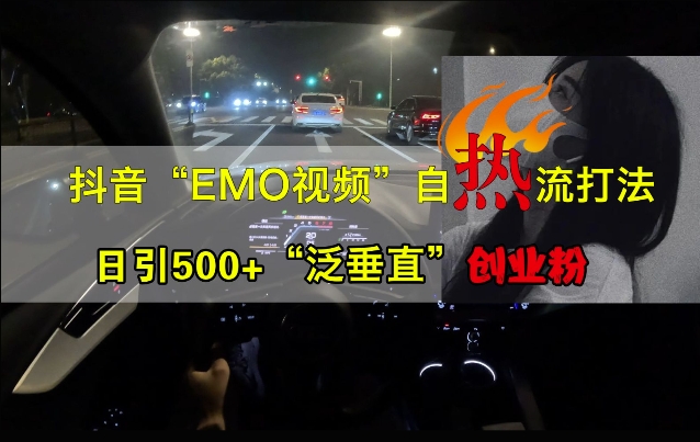 抖音EMO视频自热打法，日引500+“泛垂直”创业粉网赚项目-副业赚钱-互联网创业-资源整合羊师傅网赚