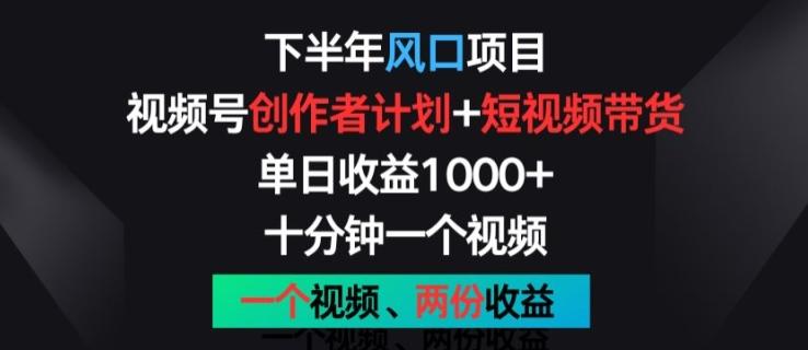 下半年风口项目，视频号创作者计划+视频带货，一个视频两份收益，十分钟一个视频【揭秘】网赚项目-副业赚钱-互联网创业-资源整合羊师傅网赚