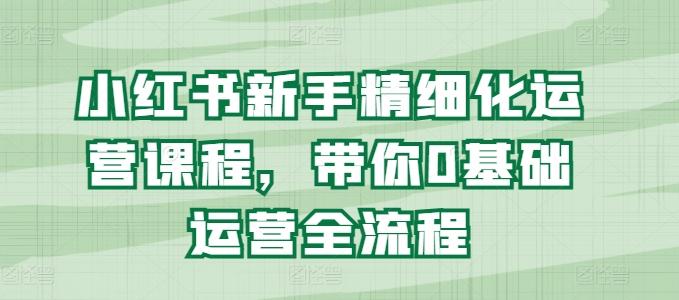 小红书新手精细化运营课程，带你0基础运营全流程网赚项目-副业赚钱-互联网创业-资源整合羊师傅网赚