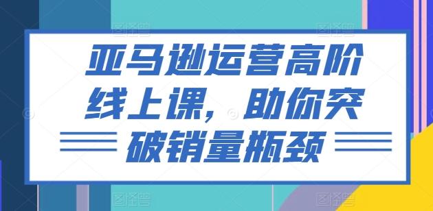 亚马逊运营高阶线上课，助你突破销量瓶颈网赚项目-副业赚钱-互联网创业-资源整合羊师傅网赚