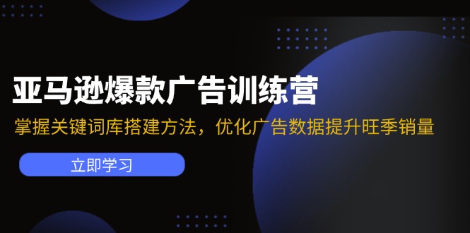 亚马逊爆款广告训练营：掌握关键词库搭建方法，优化广告数据提升旺季销量网赚项目-副业赚钱-互联网创业-资源整合羊师傅网赚