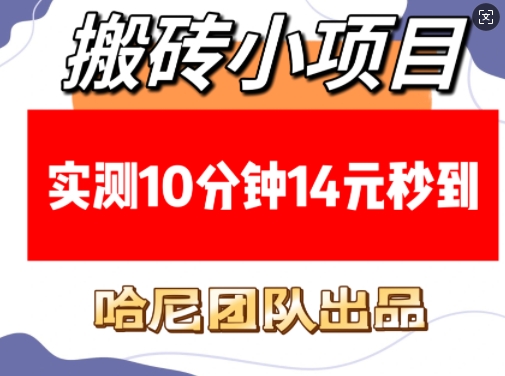 搬砖小项目，实测10分钟14元秒到，每天稳定几张(赠送必看稳定)网赚项目-副业赚钱-互联网创业-资源整合羊师傅网赚