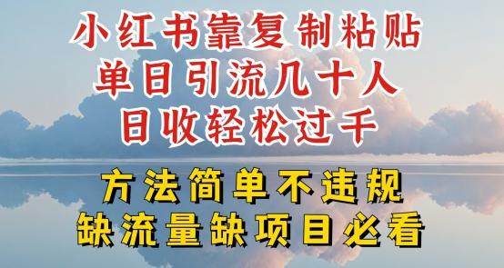 小红书靠复制粘贴单日引流几十人目收轻松过千，方法简单不违规【揭秘】网赚项目-副业赚钱-互联网创业-资源整合羊师傅网赚