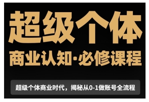 超级个体商业认知觉醒视频课，商业认知·必修课程揭秘从0-1账号全流程网赚项目-副业赚钱-互联网创业-资源整合羊师傅网赚