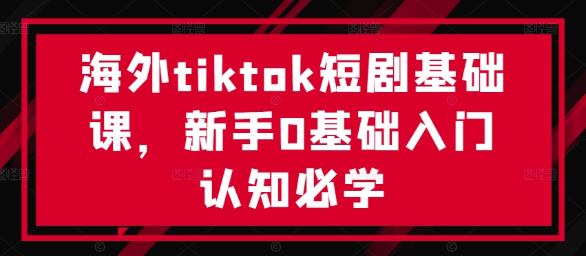 海外tiktok短剧基础课，新手0基础入门认知必学网赚项目-副业赚钱-互联网创业-资源整合羊师傅网赚