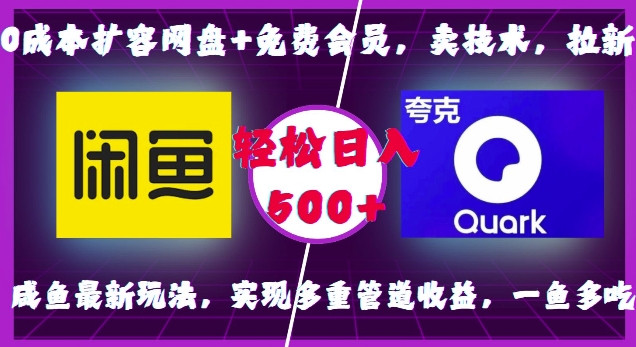 0成本扩容网盘+免费会员，卖技术，拉新，咸鱼最新玩法，实现多重管道收益，一鱼多吃，轻松日入500+网赚项目-副业赚钱-互联网创业-资源整合羊师傅网赚