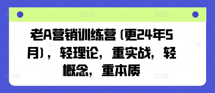 老A营销训练营(更24年6月)，轻理论，重实战，轻概念，重本质网赚项目-副业赚钱-互联网创业-资源整合羊师傅网赚